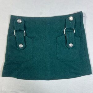 Rare 1960S Vintage Michael Mott for PARAPHERNALIA Green Wool Mini Skirt